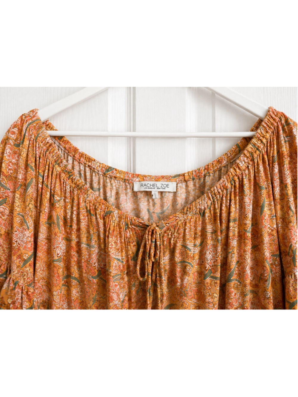 Rachel Zoe Floral Off Shoulder Peasant Tunic Top Orange Boho Plus Size Approx 2X - Picture 5 of 10